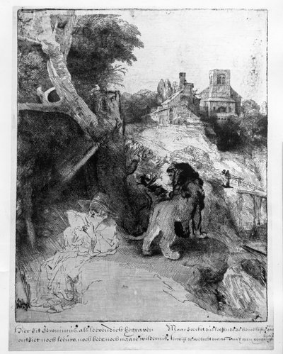 St. Hieronymus in einer italienischen Landschaft, ca. 1653 von Rembrandt van Rijn